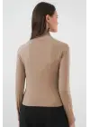 925 Büzgü Detaylı Sandy Bluz - Bej