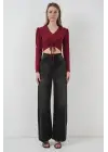 936 Sandy Crop Bluz - Bordo