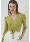 936 Sandy Crop Bluz - E.Yeşil