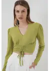 936 Sandy Crop Bluz - E.Yeşil