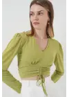 936 Sandy Crop Bluz - E.Yeşil