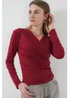 939 Anvelop Yaka Sandy Bluz - Bordo