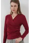 939 Anvelop Yaka Sandy Bluz - Bordo