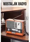 Ahşap Görünümlü Retro Bluetooth Radyo Usb,aux Ve Sd Kart Girişli