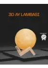 Ahşap Standlı 3d Baskı Ay Lambası 16 Renkli Ve Şarjlı