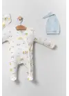 Araba Desenli Mavi 4lü Erkek Bebek Tulumu