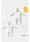 Araba Desenli Sarı 4lü Erkek Bebek Tulumu