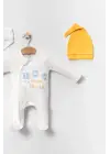 Araba Desenli Sarı 4lü Erkek Bebek Tulumu