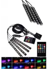 Araç Içi Aydınlatma Kumandalı 12 Led Ayak Altı Led Ambiyans Işığı Sese Duyarlı Kumandalı