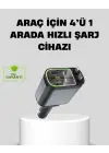 Araç Şarj Cihazı 66w 4 Portlu Hızlı Şarj Ve Led Işıklı
