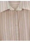 Omarı Oversize Gömlek - Arkası Uzun Kabartma Çizgili