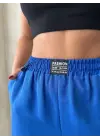 Armalı keten şort saks mavisi s251003