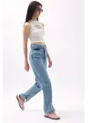 Omarı Modern Stil Asimetrik Bel Paça Jean