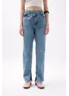 Omarı Modern Stil Asimetrik Bel Paça Jean