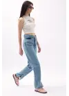 Asimetrik Bel Paça Yırtmaçlı Jean