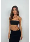 Askı Detay Straplez Dokulu Crop