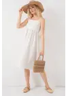Askılı Ayrobin Elbise 2565 - Beyaz