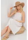 Askılı Ayrobin Elbise 2565 - Beyaz