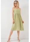 Askılı Ayrobin Elbise   - E.Yeşil