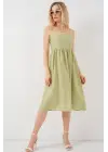 Askılı Ayrobin Elbise 2565 - E.Yeşil