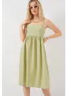 Askılı Ayrobin Elbise   - E.Yeşil