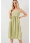 Askılı Ayrobin Elbise 2565 - E.Yeşil