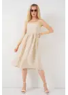 Askılı Ayrobin Elbise 2565 - Krem