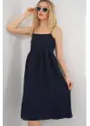 Askılı Ayrobin Elbise 2565 - Lacivert