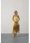 Askılı Basic Uzun Elbise - Sarı