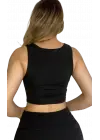 Askılı Crop  Bluz-SİYAH