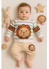 Aslan Desenli 2li % 100 Pamuk Erkek Bebek Takımı