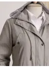 Astarı Çizgili Trençkot  -Gri