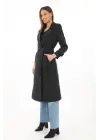 Şık Görünümlü Siyah Kaşmir Kaban