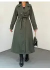 Astarlı Kemerli Trenckot -Haki