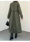 Astarlı Kemerli Trenckot -Haki