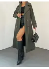 Astarlı Kemerli Trenckot -Haki