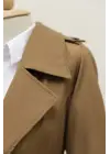 Omarı Kadın Taba Trençkot QIcon - İç Astarlı & Kemerli