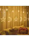 Ay ve Yıldız Figürlü Kumandalı 12 Sarkıtlı 120 LED Dekor Işık – Dekoratif Ortam ve Masaüstü Aydınlatması