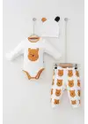 Ayıcık Desenli Şapkalı Erkek Bebek Takım