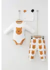 Ayıcık Desenli Şapkalı Erkek Bebek Takım