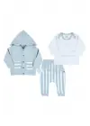 Ayıcık Nakışlı Hırkalı % 100 Pamuk Erkek Bebek Takım