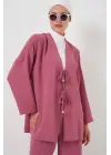 Ayrobin Kimono Pantolon İkili Takım 6739 - Gül Kurusu