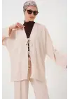 Ayrobin Kimono Pantolon İkili Takım 6739 - Krem