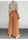Omarı Bol Paça Beli Lastikli Pantolon - Kayısı Rengi
