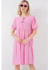 Bağcıklı Midi Elbise 2575 - Pembe