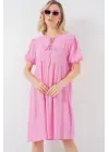 Bağcıklı Midi Elbise 2575 - Pembe