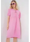 Bağcıklı Midi Elbise 2575 - Pembe