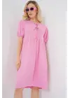 Bağcıklı Midi Elbise 2575 - Pembe