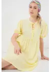 Bağcıklı Midi Elbise 2575 - Sarı