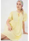 Bağcıklı Midi Elbise 2575 - Sarı